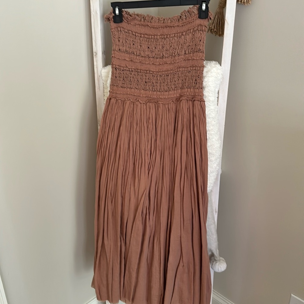 Free People Strapless Brown Dress